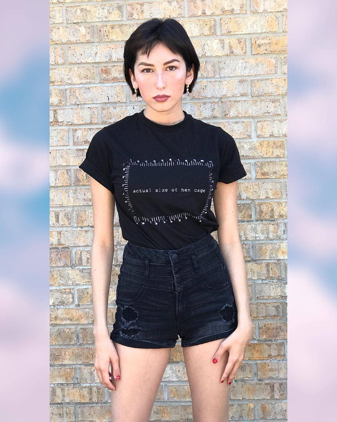 Vegan Club - Actual Size of Hen Cage T-shirt: White