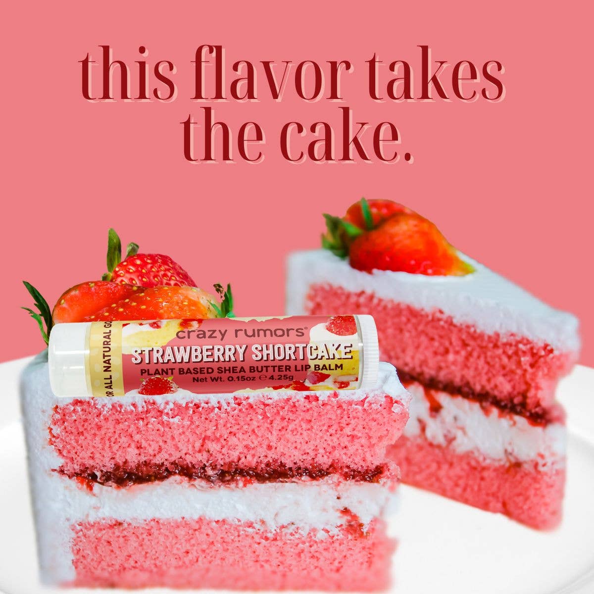 Crazy Rumors - All Natural, Vegan Strawberry Shortcake Lip Balm