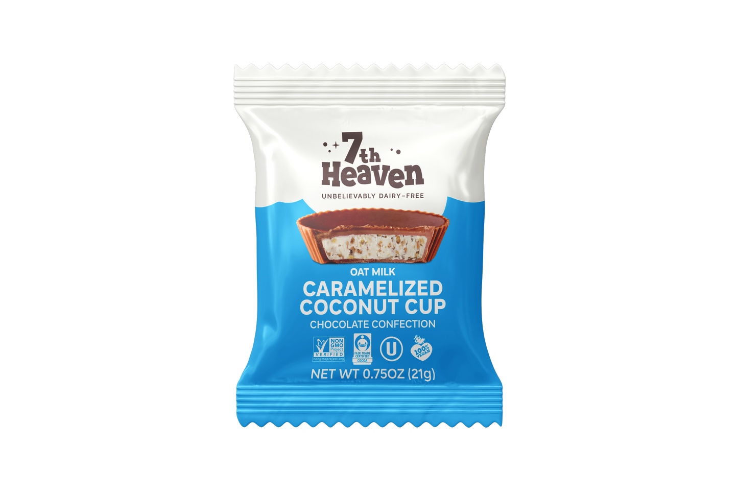 7th Heaven Chocolate - Oat Milk Chocolate Caramelized Coconut Cups Pouch - Non-GMO