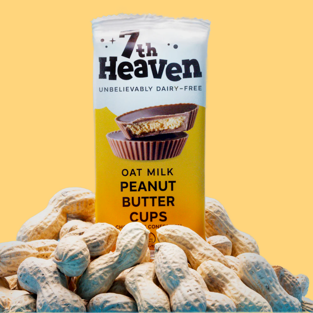7th Heaven Chocolate - Vegan Oat Milk Chocolate Bar - Peanut Butter Cups, Kosher
