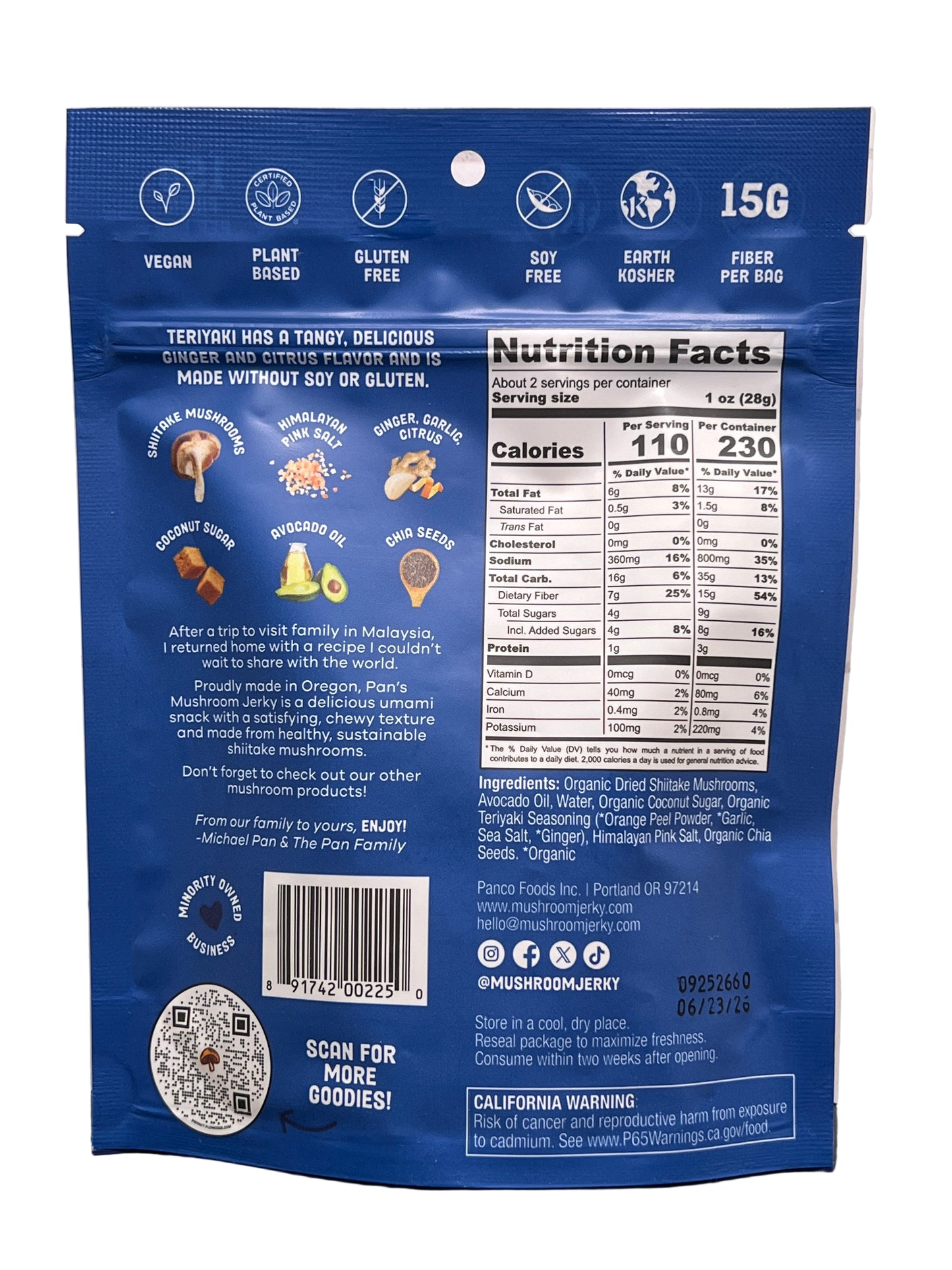 Pan's Mushroom Jerky Teriyaki