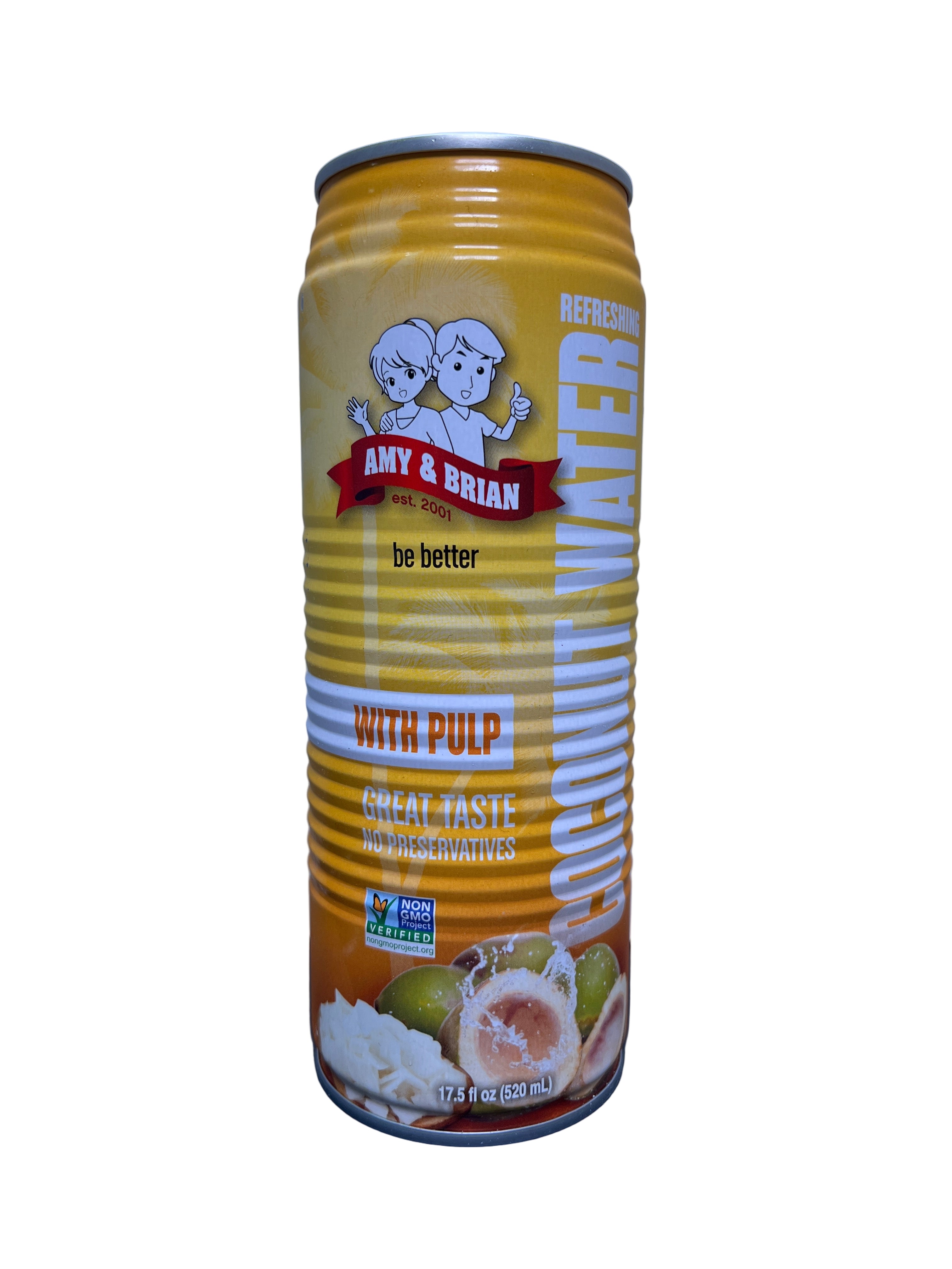 Amy and Brian Organic Coconut Water with Pulp, 17.5 Fl Oz (Pack of 12)