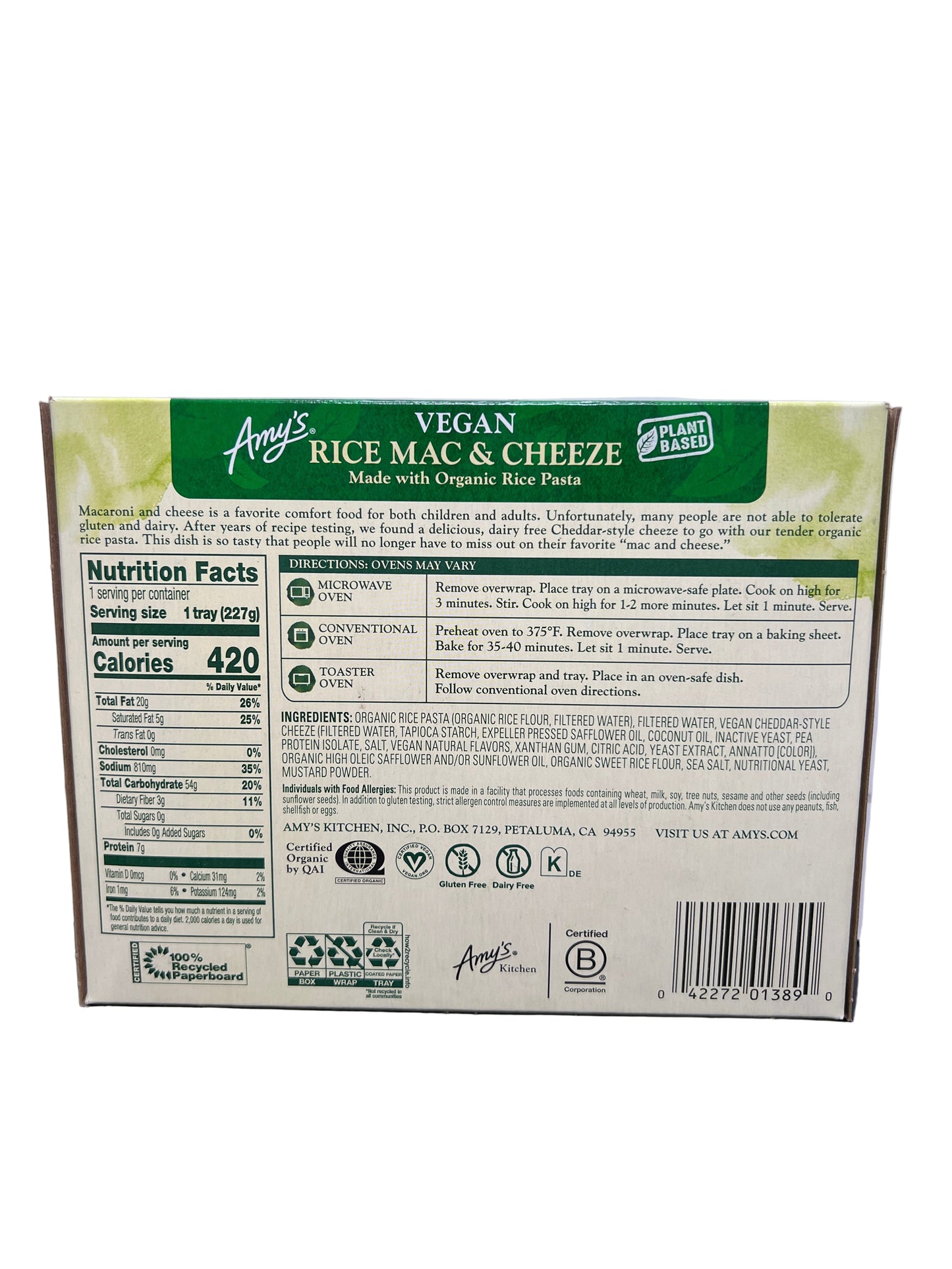 Amy's Vegan Rice Mac & Cheeze