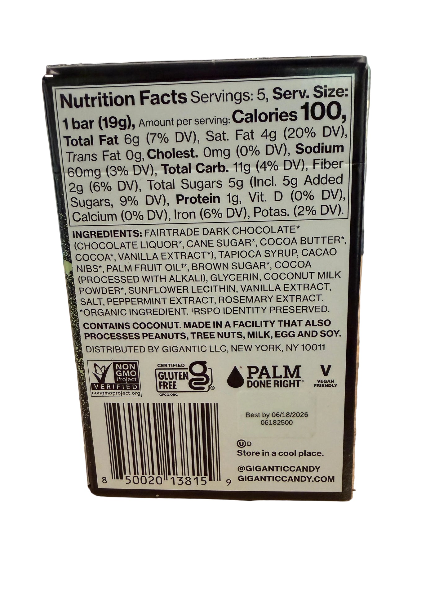 Gigantic Double Dark Mint Deluxe Candy Bar 5pk