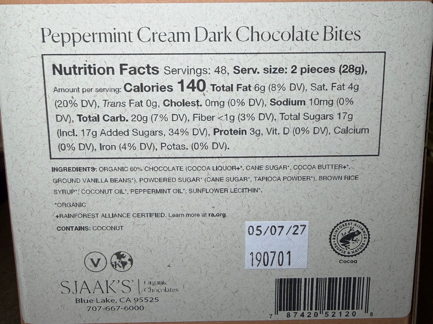 Sjaak's - Peppermint Cream Dark Chocolate Bite