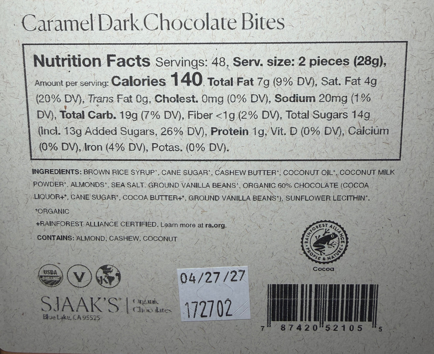 Sjaak's - Caramel Dark Chocolate Bite