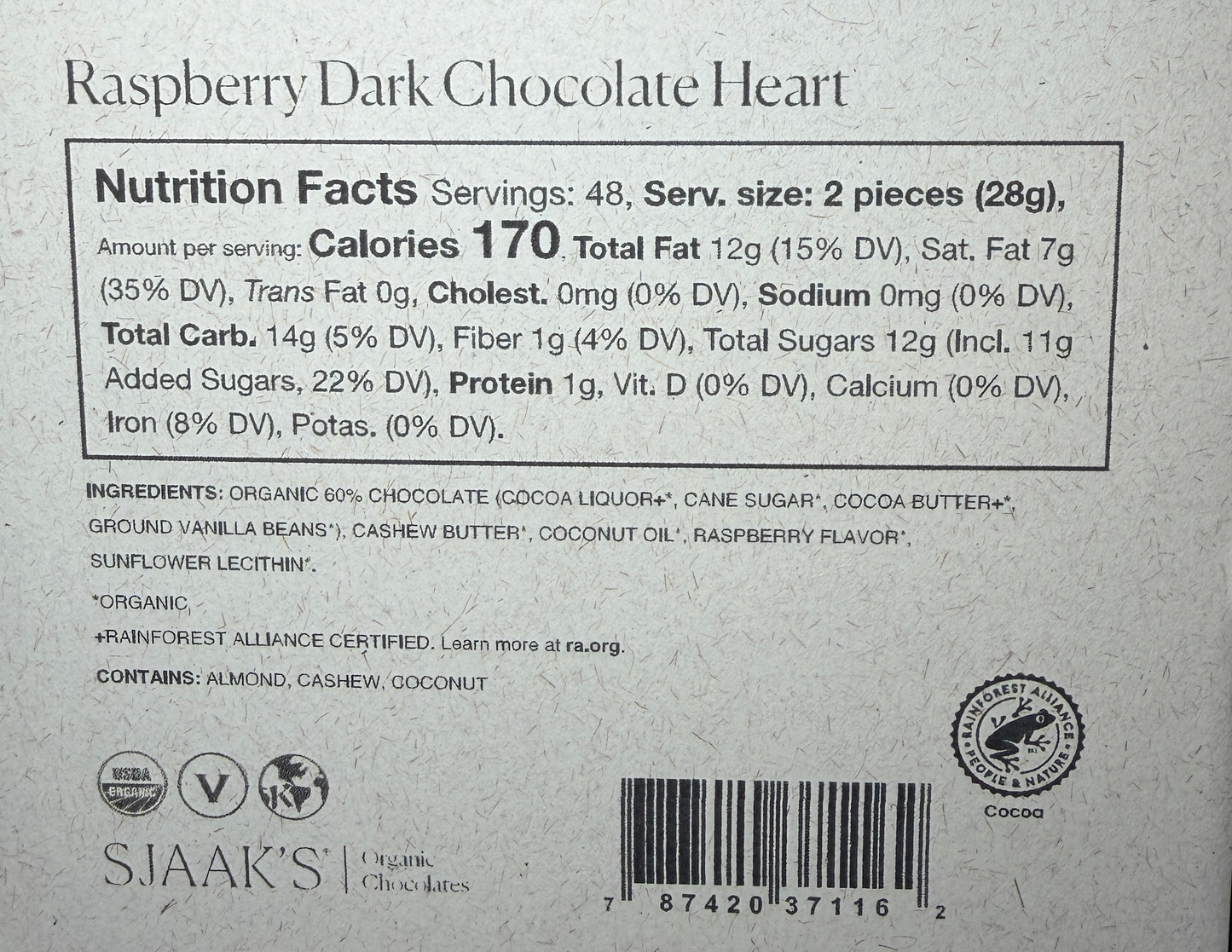 Sjaak's - Raspberry Dark Chocolate Hearts