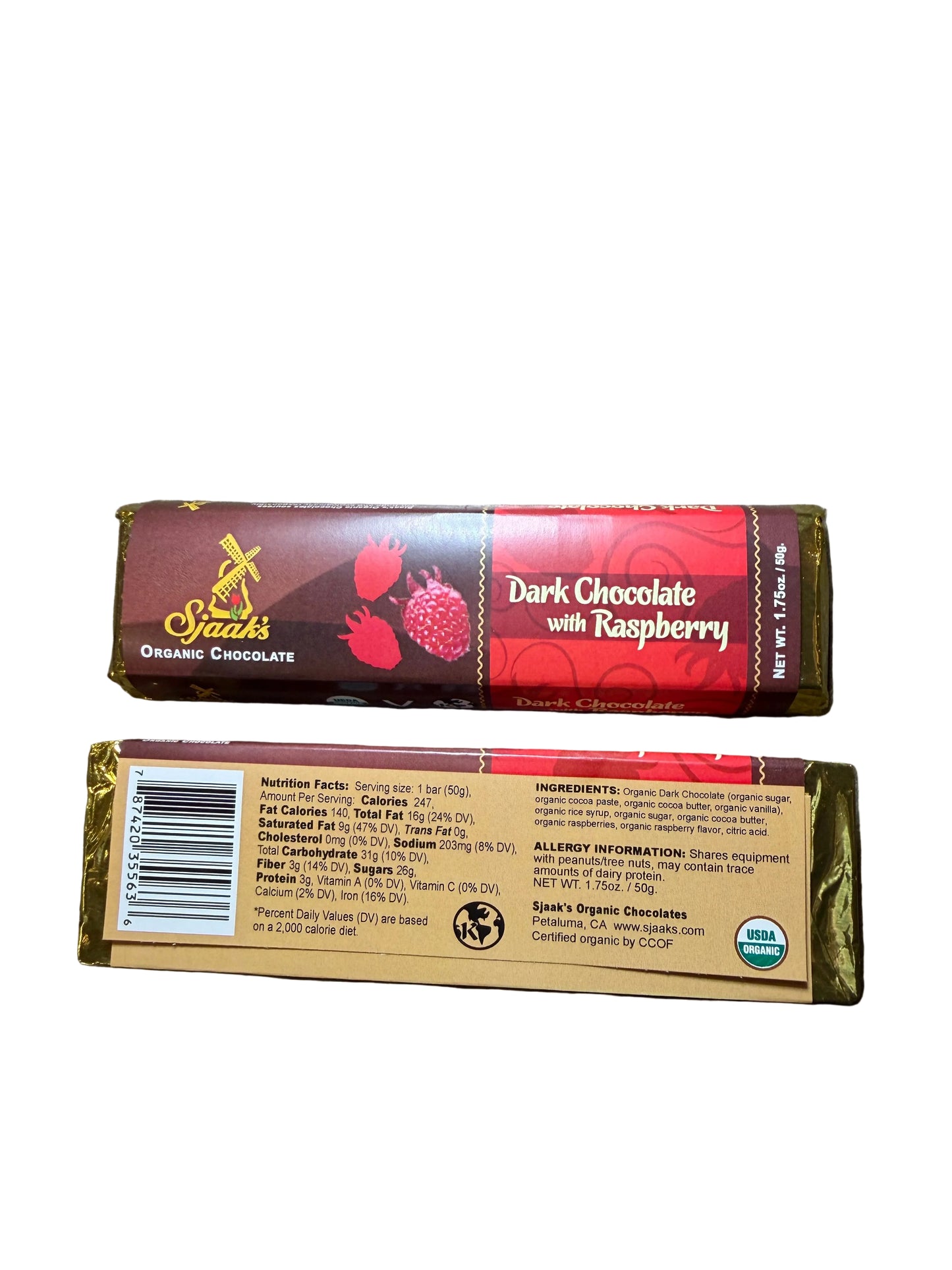 Sjaak's - Dark Chocolate with Raspberry Candy Bar
