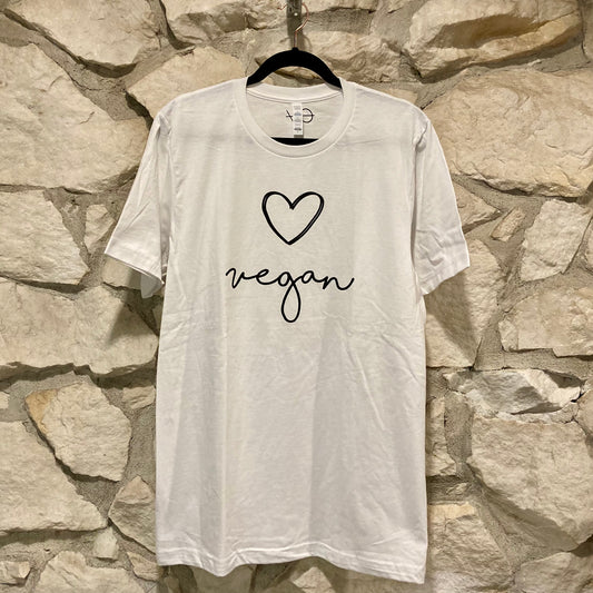 Vegan Outfitters Vegan Heart Script T-Shirt (Unisex)