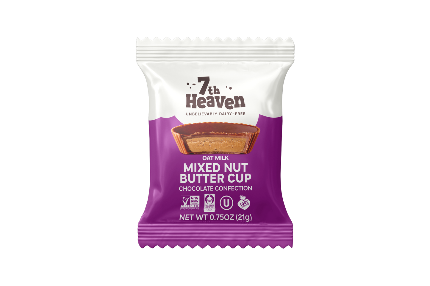 7th Heaven Chocolate - Oat Milk Chocolate Mixed Nut Butter Cups Pouch - Non-GMO