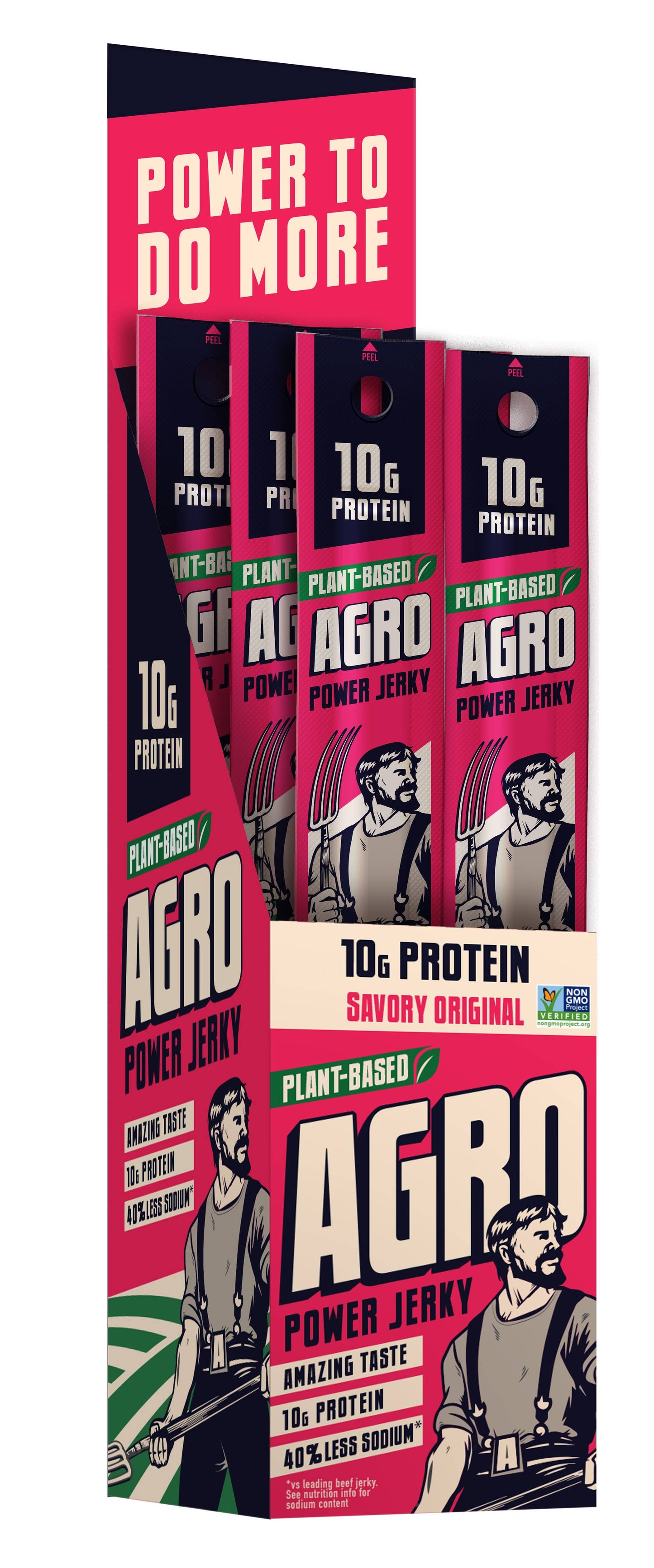 AGRO POWER Jerky - AGRO POWER Sticks Caddy - Vegan- Savory Original (16 x 1oz)