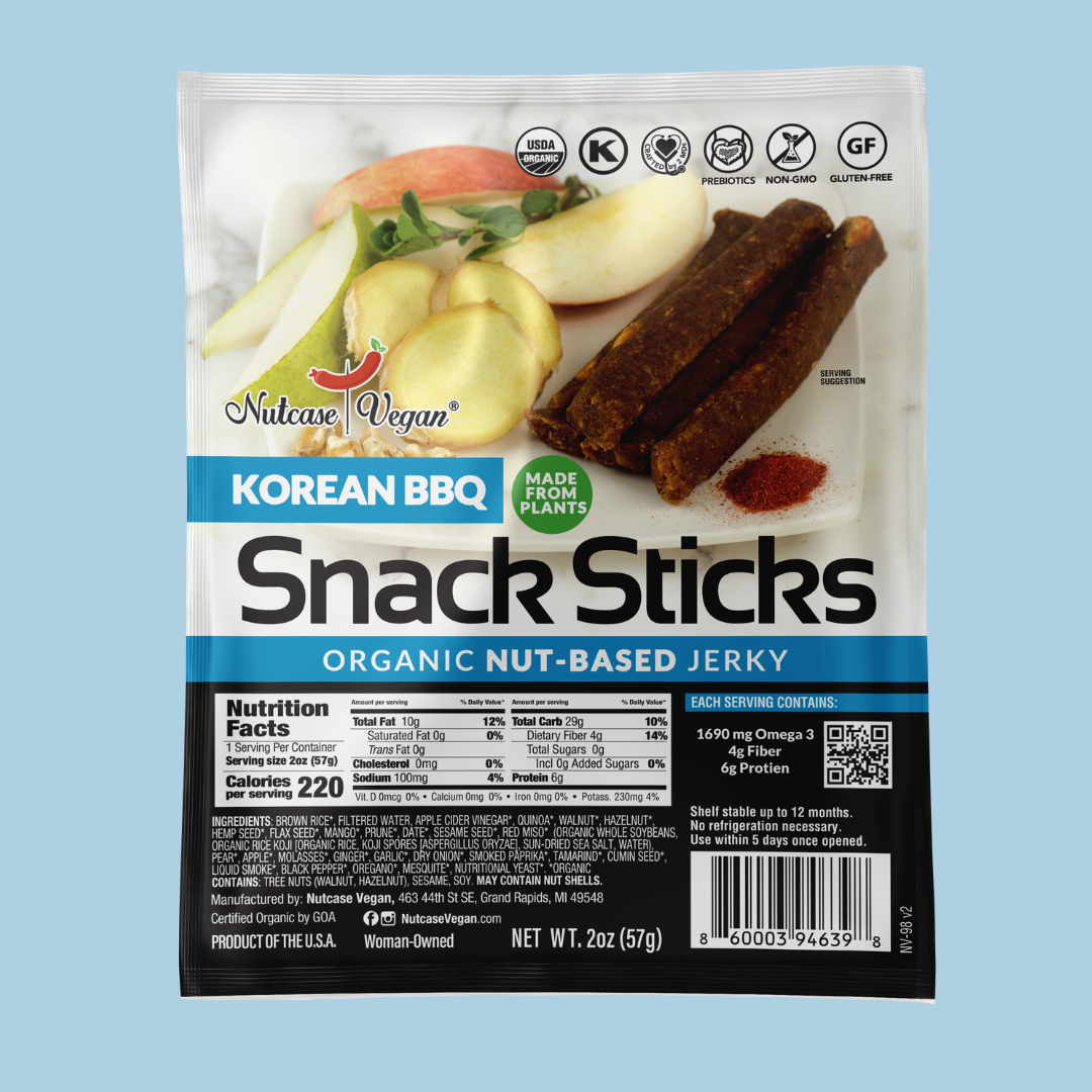 Nutcase Vegan - Korean BBQ Bulgogi Jerky Stick - Vegan, Plant-Based, Organic