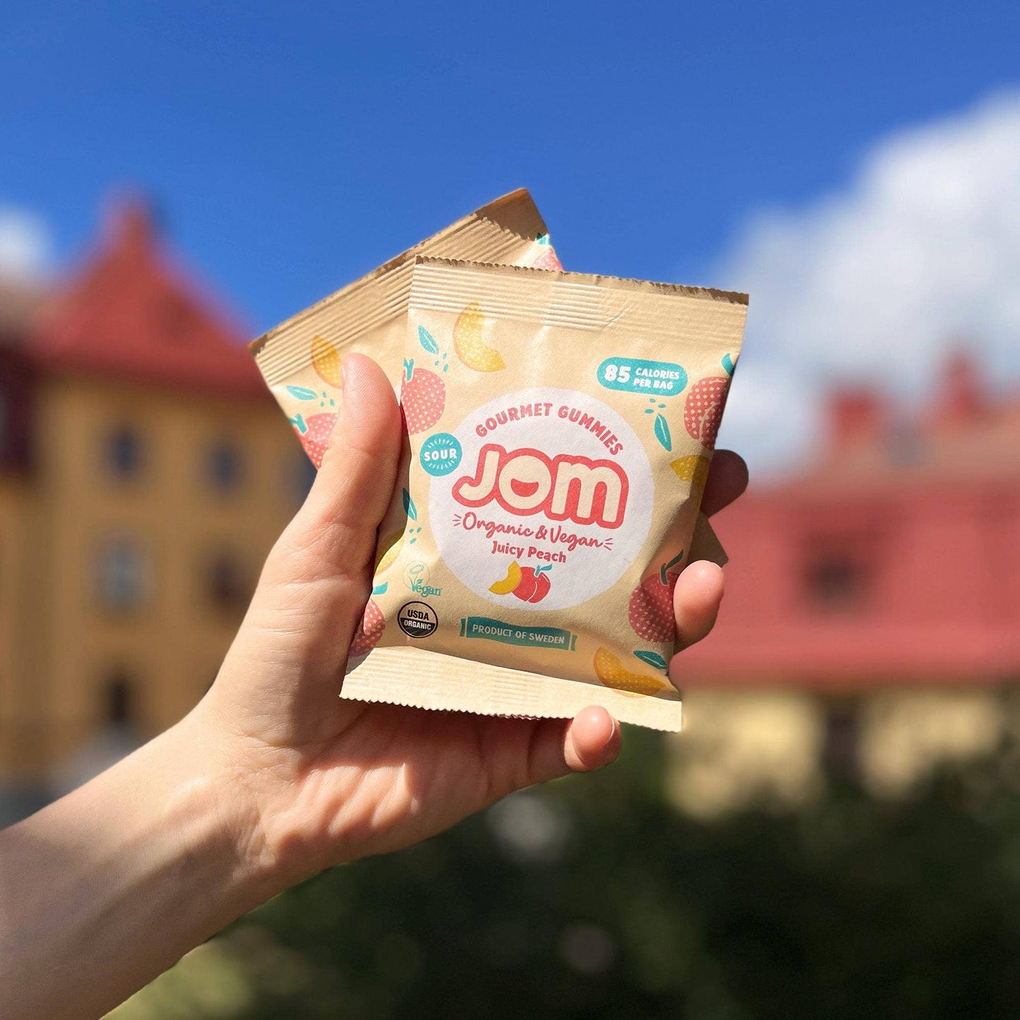 JOM - Snack Packs - Swedish Organic & Vegan Juicy Peach Gummies