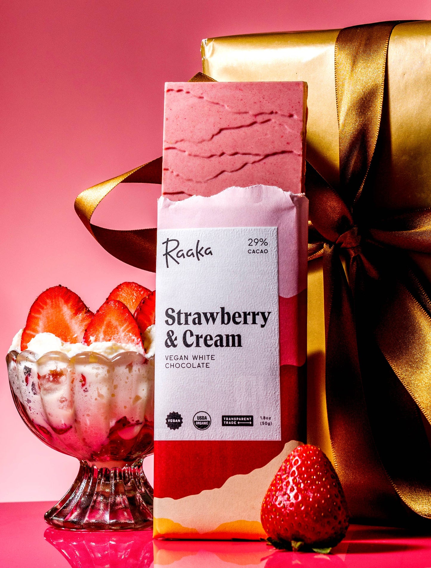 Raaka Chocolate - Strawberry & Cream Vegan White Chocolate Bar