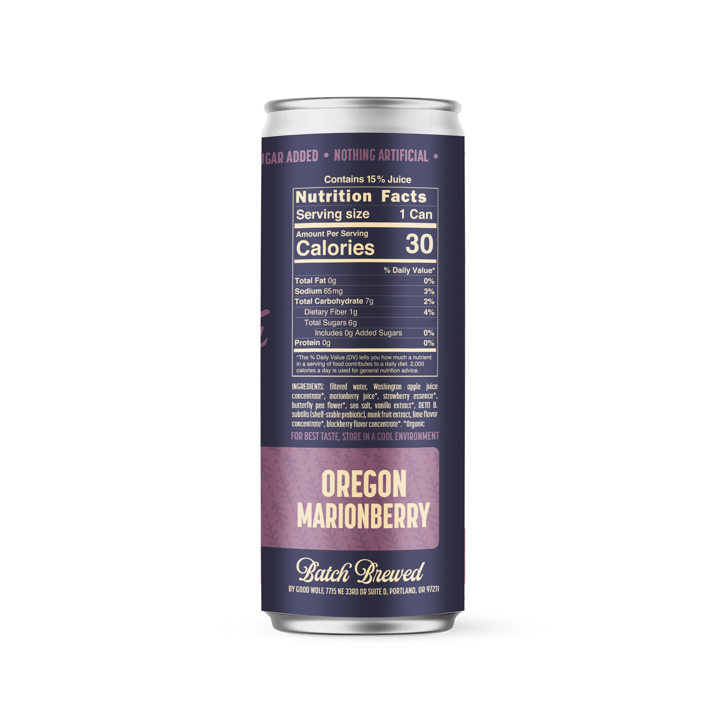 Good Wolf Beverages - Marionberry Probiotic Soda - No Added Sugar; Hand-Crafted