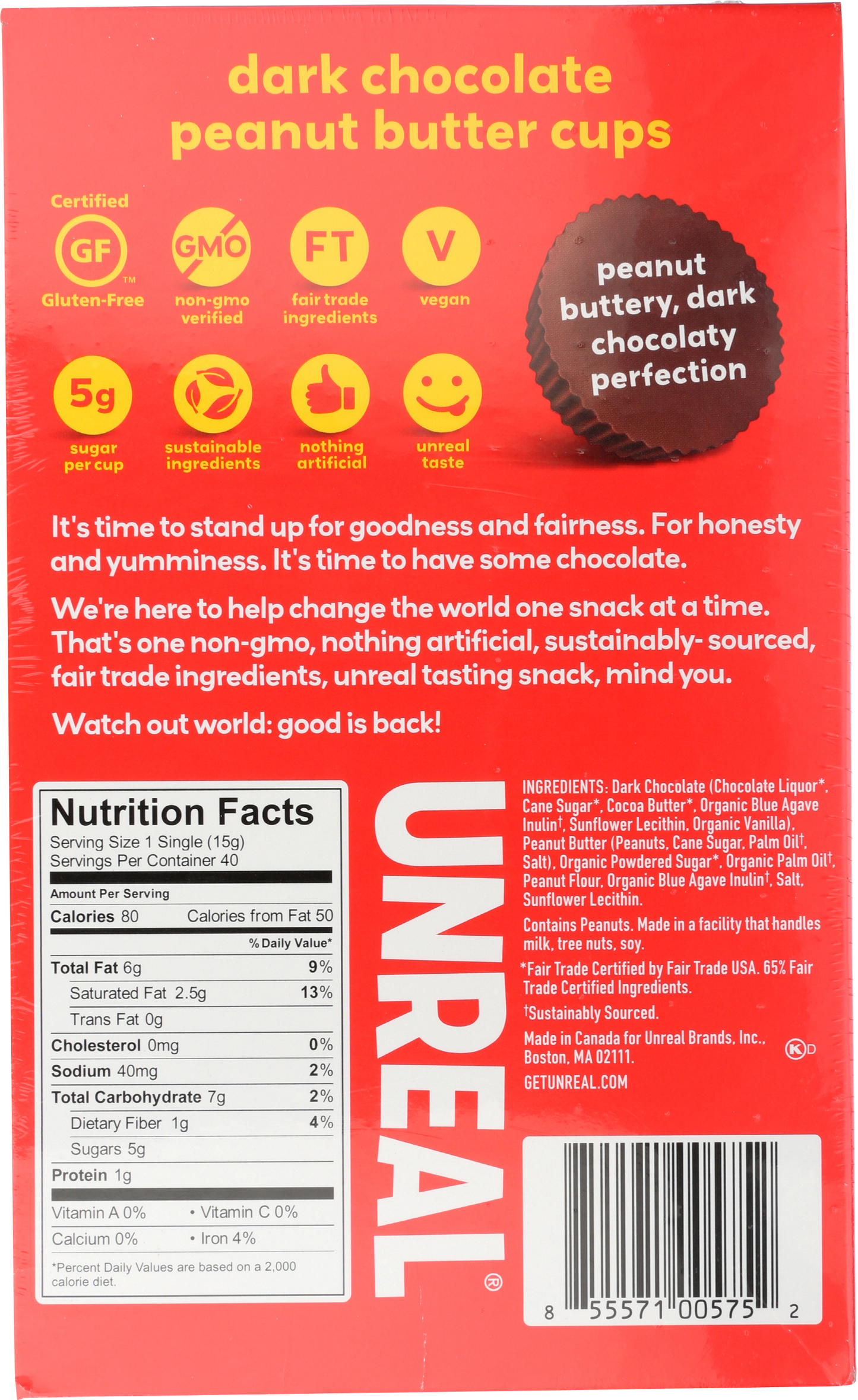 UNREAL - Dark Chocolate Peanut Butter Cup Single