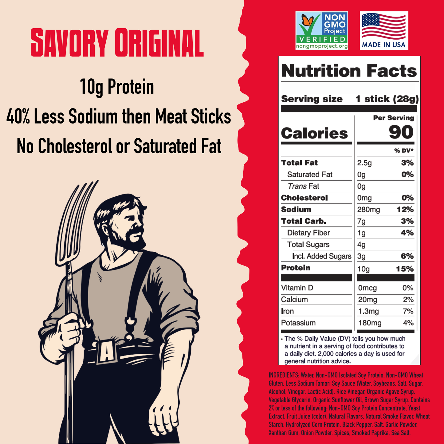 AGRO POWER Jerky - AGRO POWER Sticks Caddy - Vegan- Savory Original (16 x 1oz)