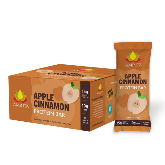 Amrita Health Foods - Apple Cinnamon Protein Bars, High Fiber, No Added Sugar
