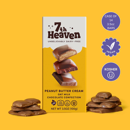 7th Heaven Chocolate - Vegan Oat Milk Chocolate Bar: Peanut Butter Cream, Non-Dairy