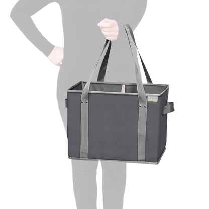 meori Inc - Reusable Grocery Basket Tote Collapsible: Lava Black / Insulated