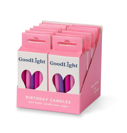 GoodLight Natural Candles - Vegan Birthday Candles | 12-Count Box: Pastel