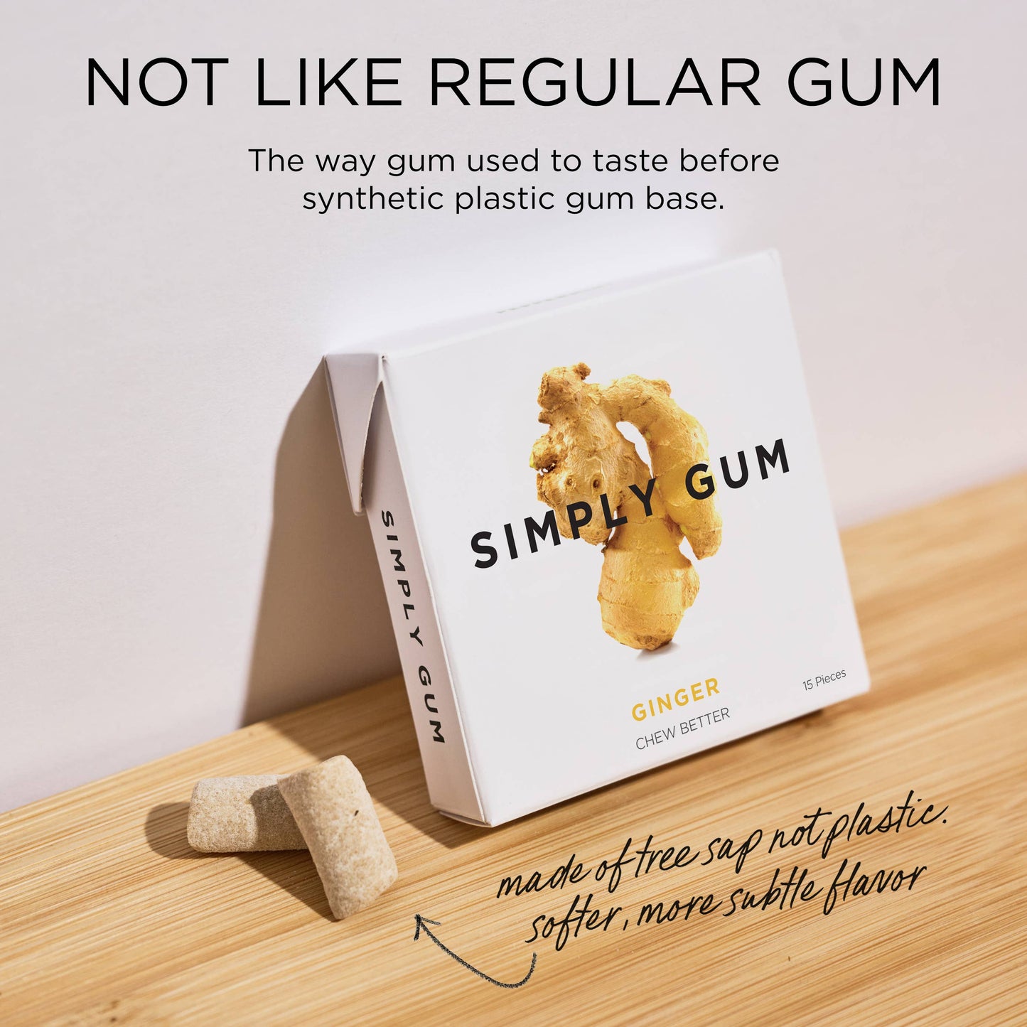 Simply Gum - Ginger Chewing Gum - Natural + Plastic-Free