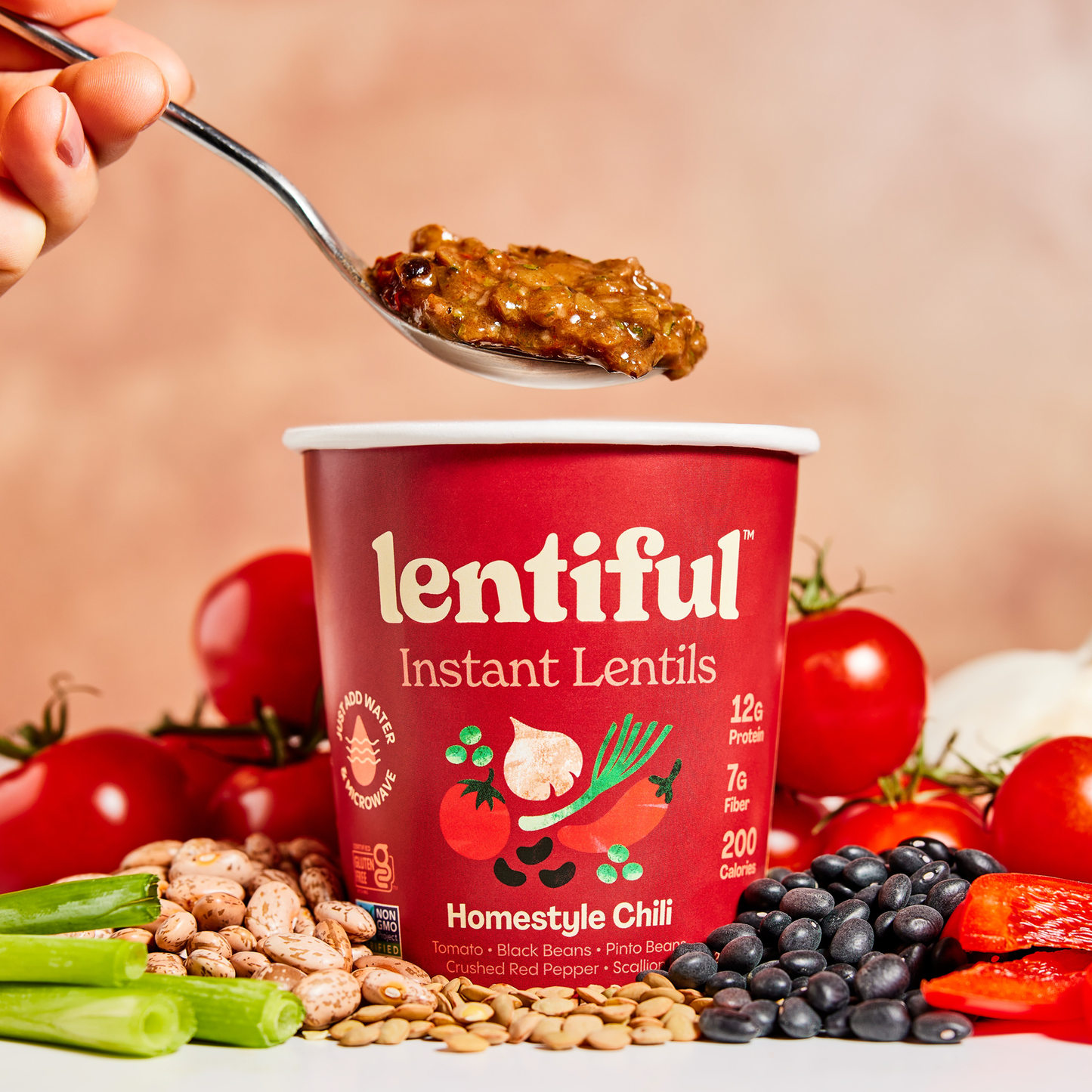 Lentiful - Homestyle Chili Instant Lentils 8-Pack