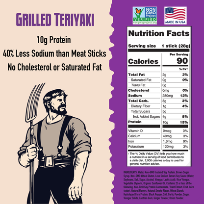 AGRO POWER Jerky - Caddy - Grilled Teriyaki AGRO POWER Sticks. 16 x 1oz