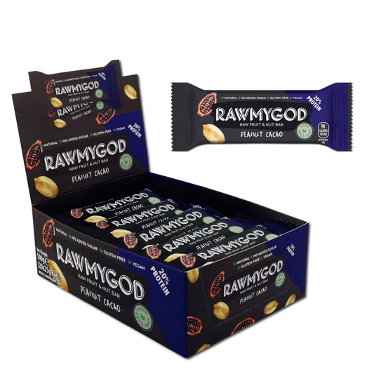 RAWMYGOD Raw Fruit & Nut Bar - Peanut & Cacao