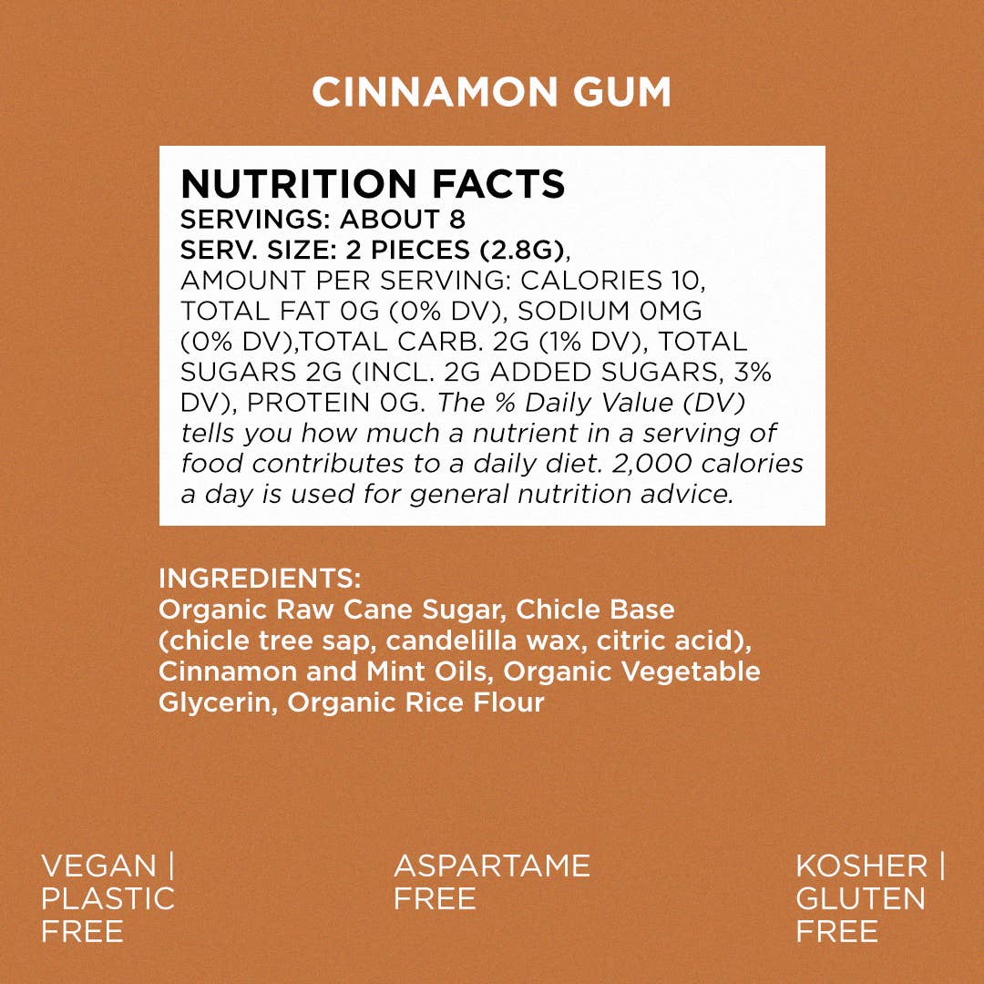 Simply Gum - Cinnamon Chewing Gum - Natural + Plastic-Free