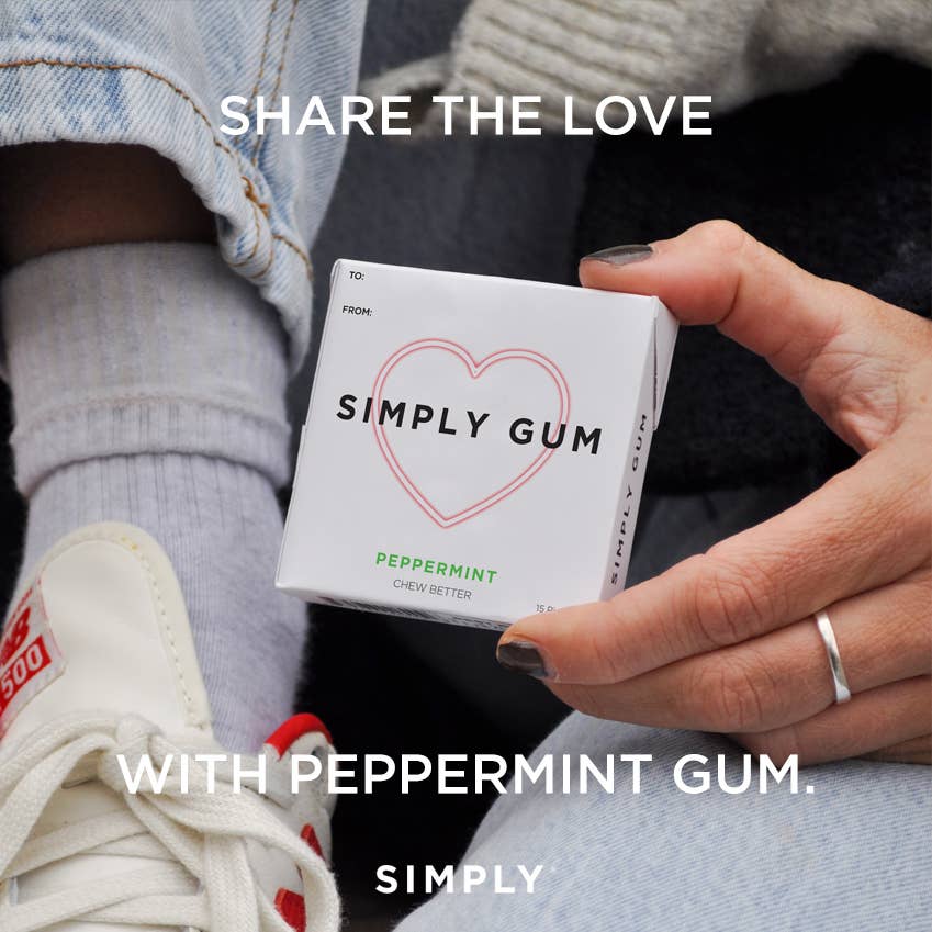 Simply Gum - Heart Box Peppermint Gum - Natural + Plastic-Free