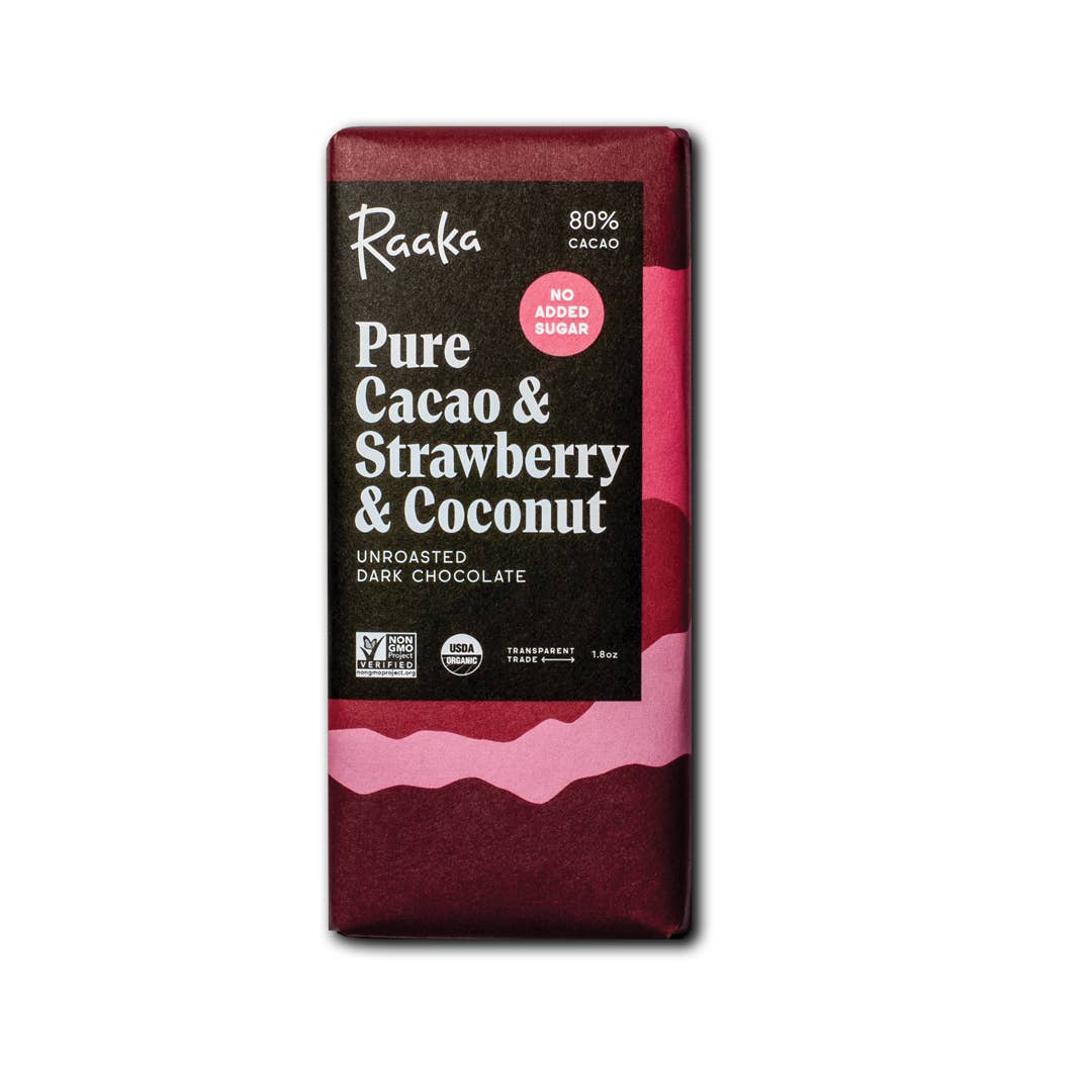 Raaka Chocolate - Pure Cacao & Strawberry & Coconut (No added sugar)