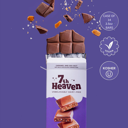 7th Heaven Chocolate - Vegan Oat Milk Chocolate Bar: Caramel & Sea Salt, Dairy-Free