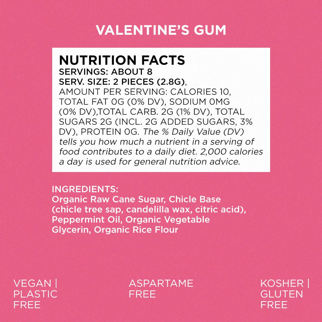 Simply Gum - Heart Box Peppermint Gum - Natural + Plastic-Free