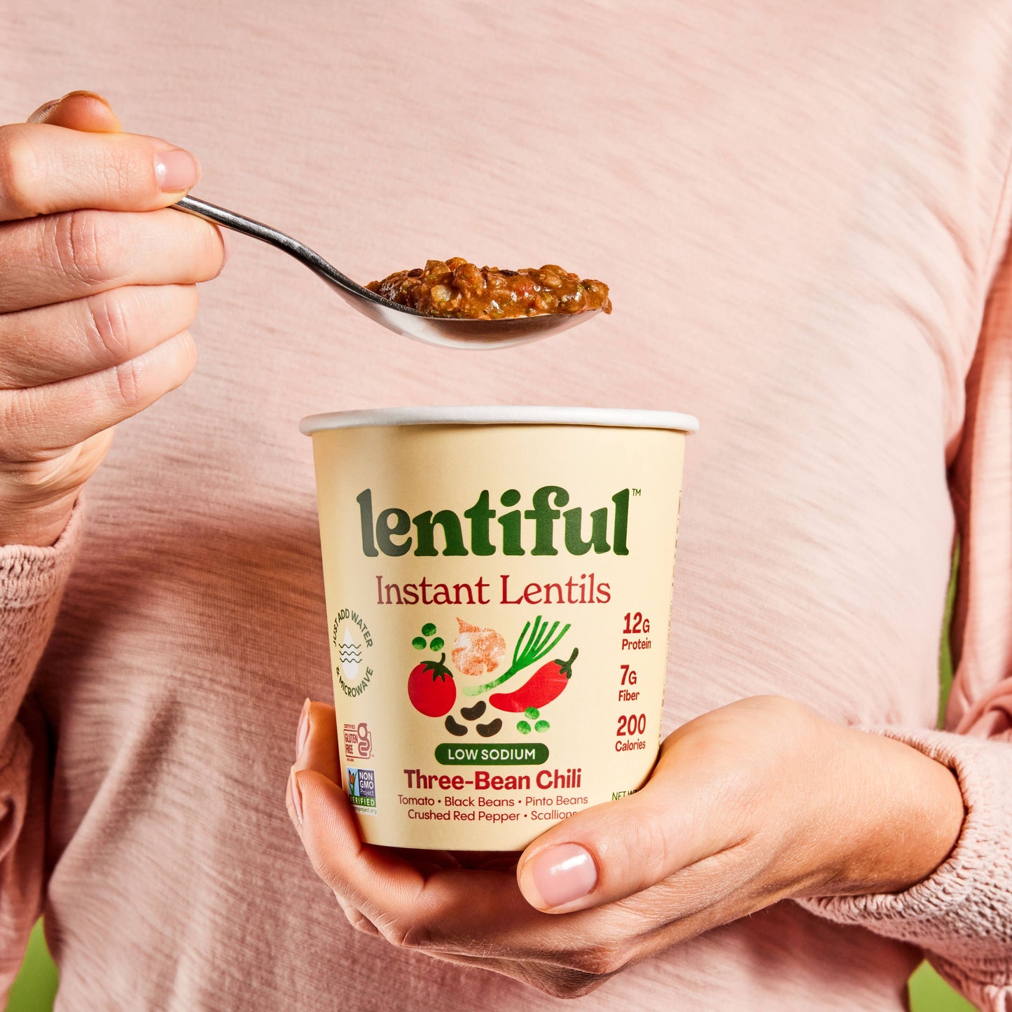 Lentiful - Low Sodium Three-Bean Chili Instant Lentils