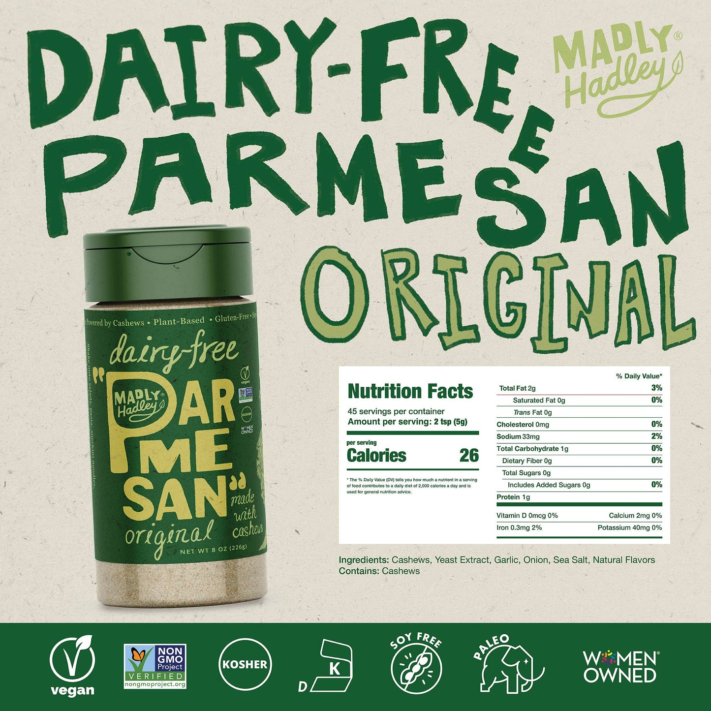 Madly Hadley - Dairy-Free Grated Parmesan