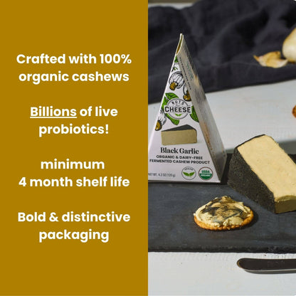 Nuts For Cheese - Black Garlic Cashew Cheese Wedge | Organic | Artisan | Vegan