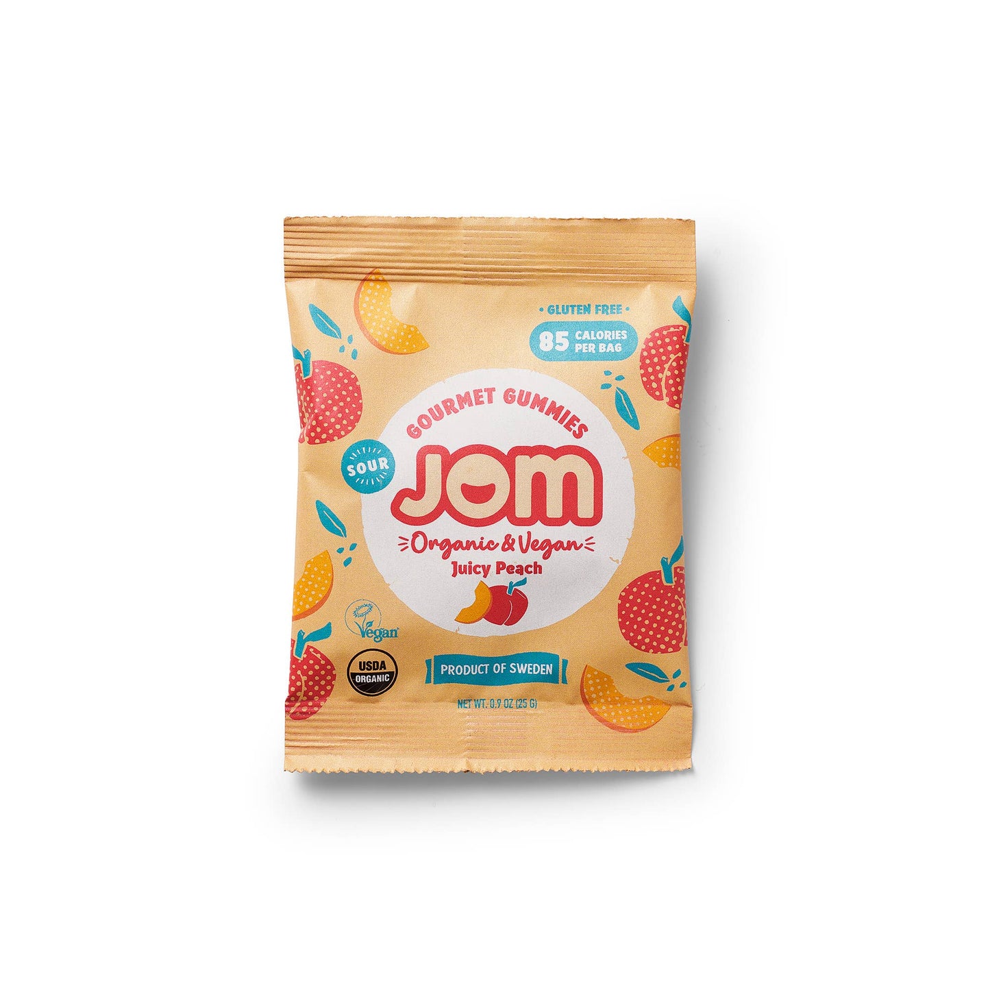 JOM - Snack Packs - Swedish Organic & Vegan Juicy Peach Gummies