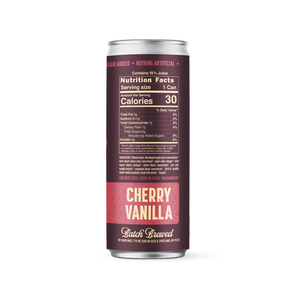Good Wolf Beverages - Cherry Vanilla Probiotic Soda - No Added Sugar; Hand-Crafted