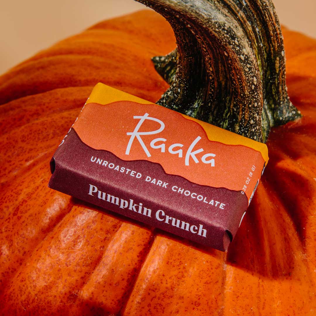 Raaka Chocolate - Pumpkin Crunch Mini Chocolate Bars - Fall Halloween Limited