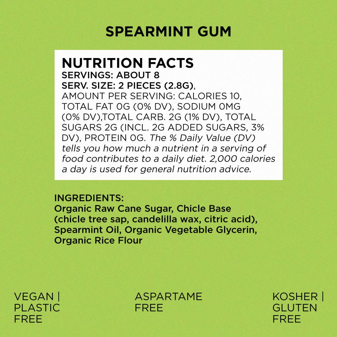 Simply Gum - Spearmint Chewing Gum - Natural + Plastic-Free