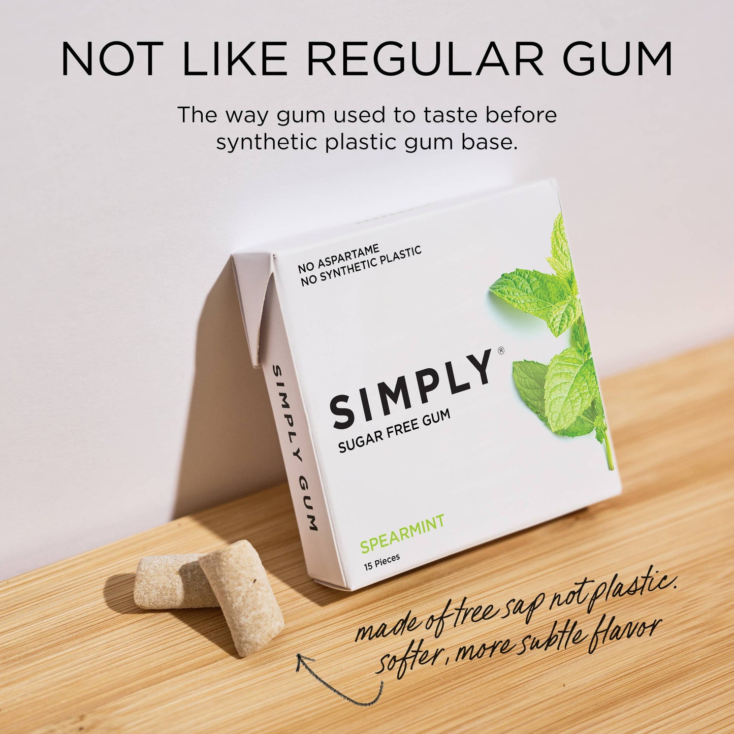 Simply Gum - Sugar Free Spearmint Gum - Natural + Plastic-Free