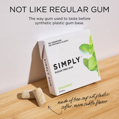 Simply Gum - Sugar Free Spearmint Gum - Natural + Plastic-Free