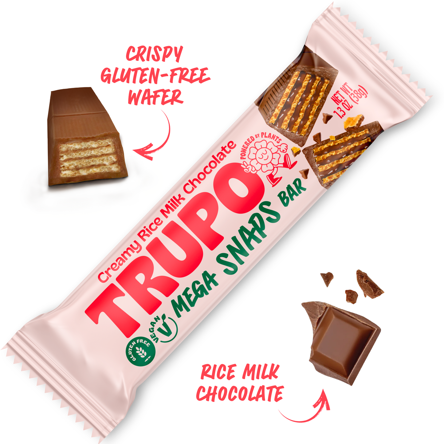 Trupo Treats - Mega Wafer Snaps- Vegan & Gluten Free Milk Chocolate