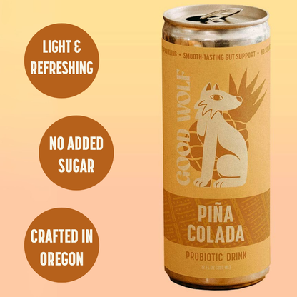 Good Wolf Beverages - Piña Colada Probiotic Soda - No Added Sugar; Hand-Crafted