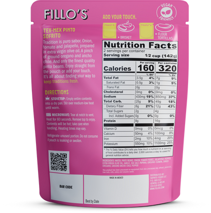 FILLO'S - Tex-Mex Pinto Beans, Ready-to-Eat