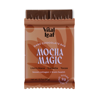 Vital Leaf - Mocha Magic Dark Chocolate Mini Bar | Lion's Mane + Tremella + Tocos |