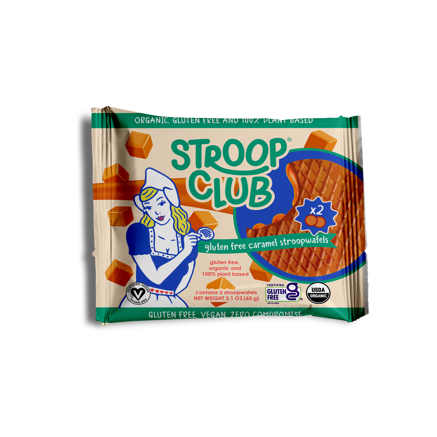 Stroop Club - Gluten Free and Plant Bas Caramel Organic Stroopwafel 2-pack