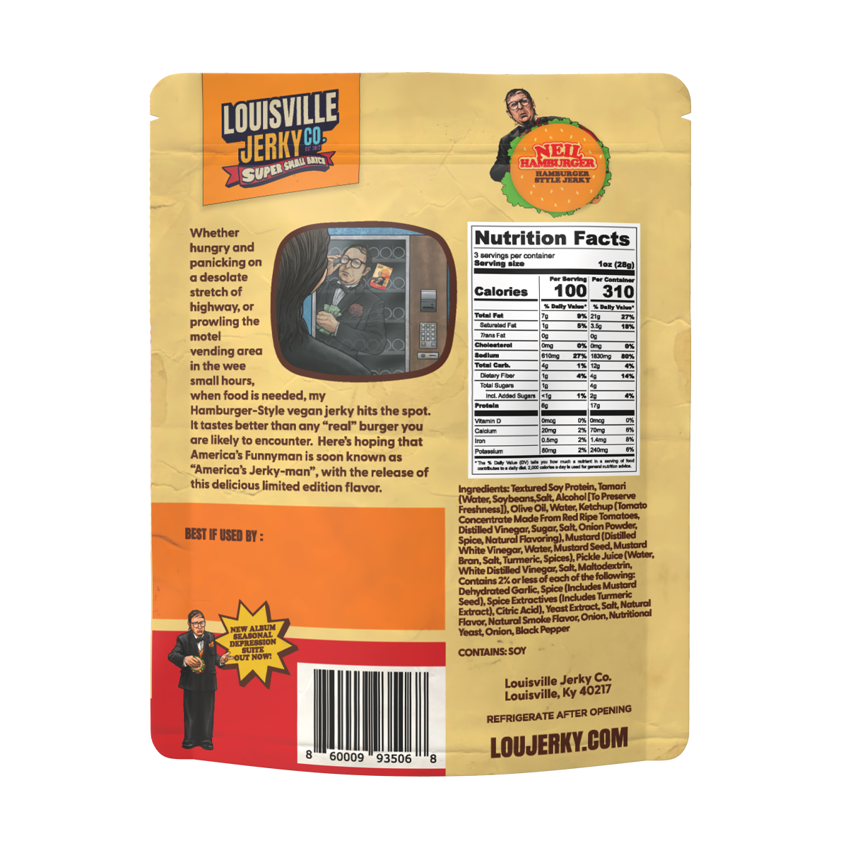 Louisville Brands - Vegan & Plant Based Small Batch Neil Hamburger Jerky 3 oz