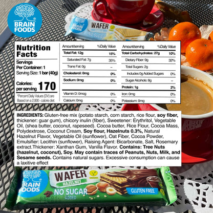 Wilton Mettler LLC - BRAIN FOODS Gluten Free Vegan Chocolate Hazelnut Wafer